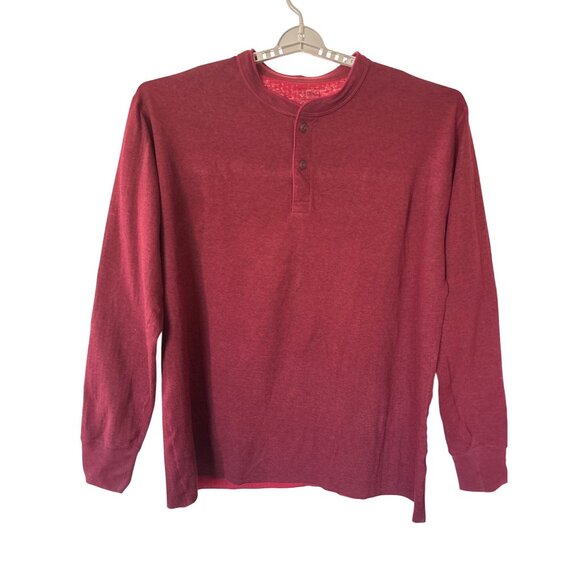 L L Bean Mens Henley Size XXL TALL Wool Blend Long Sleeve Shirt Burgundy Canada - Picture 1 of 7